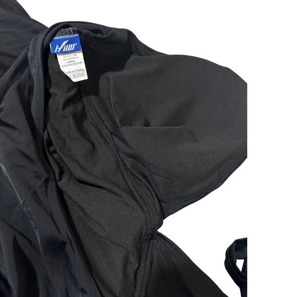 Women's Plus Size Ruched Black Tankini Swimsuit Top Size 18 - Picture 5 of 12